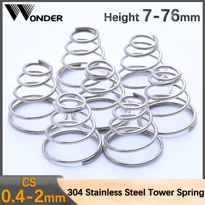 

304 Stainless Steel Tower Springs Conical Cone Compression Spring Pressure Spring Taper Pressure Spring Wire Diameter 0.4-2mm