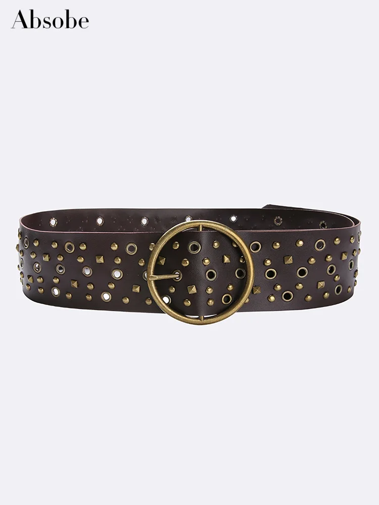 Absobe American Retro Rivet Hollow Wide Belt Women Punk Style Metal Buckle PU Waist Belt Hottie Fashion Versatile Accessories
Absobe American Retro Rivet Hollow Wide Belt Women Punk Style Metal Buckle PU Waist Belt Hottie Fashion Versatile Accessories