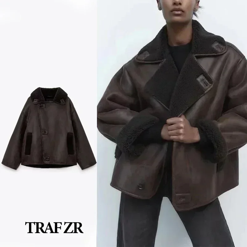 New Winter Coat for Women Thick Faux Leather Fur Sheepskin Coat Women Lapel Zipper Pu Jacket Lady Warm Motorcycle Jackets
New Winter Coat for Women Thick Faux Leather Fur Sheepskin Coat Women Lapel Zipper Pu Jacket Lady Warm Motorcycle Jackets