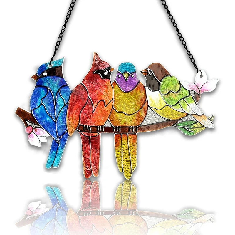 Stained Glass Window Hanging - Birds On A Branch Stain Glass Suncatcher, Double Side Glass Panel Window Hangings Decor Durable
Stained Glass Window Hanging - Birds On A Branch Stain Glass Suncatcher, Double Side Glass Panel Window Hangings Decor Durable