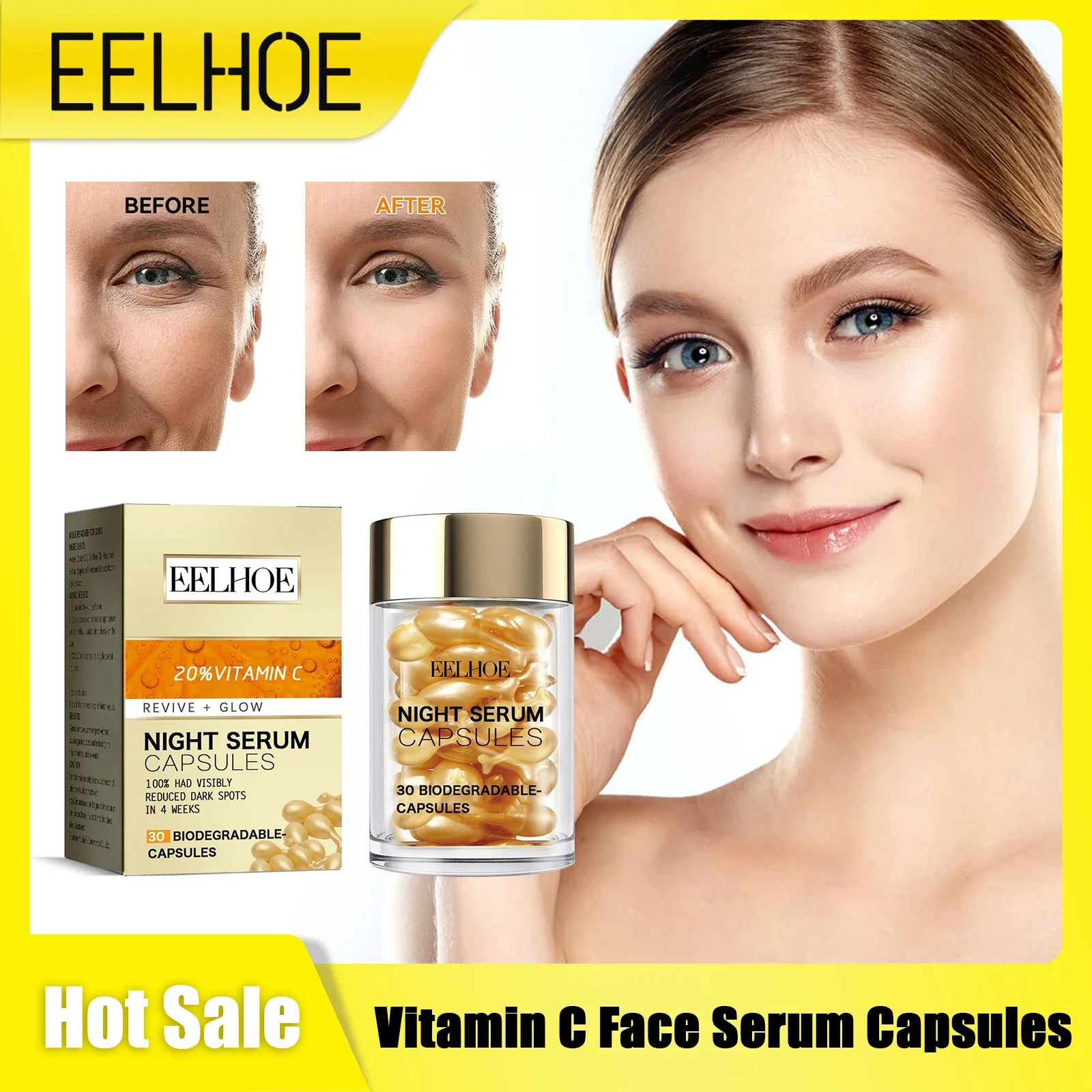 Anti Aging Serum Capsules Reduce Wrinkle Remove Dark Spots Freckles Shrink Pore Firming Moisturizing Whitening Vitamin C Essence
Anti Aging Serum Capsules Reduce Wrinkle Remove Dark Spots Freckles Shrink Pore Firming Moisturizing Whitening Vitamin C Essence
