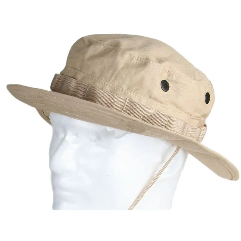 

Tactical Khaki Sunshade Cap Round Brim Hat Boonie Sun Protection Headwear Outdoor Hiking Camping Fishing Hunting