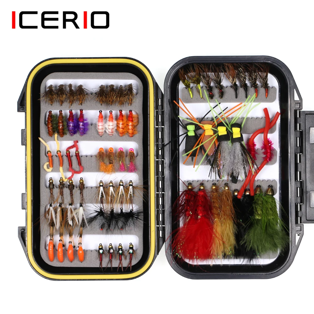 ICERIO 70pcs Fly Fishing Flies Kit Trout Bass Fishing with Fly Box Dry Wet Flies Nymphs Worm Streamers
ICERIO 70pcs Fly Fishing Flies Kit Trout Bass Fishing with Fly Box Dry Wet Flies Nymphs Worm Streamers