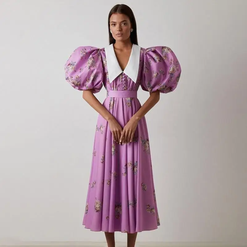 Boho Vintage Printed Bubble Sleeve Slim A-Line Long Dress Doll Neck Fashion Party Holiday Party Robe 2023 Summer New
Boho Vintage Printed Bubble Sleeve Slim A-Line Long Dress Doll Neck Fashion Party Holiday Party Robe 2023 Summer New