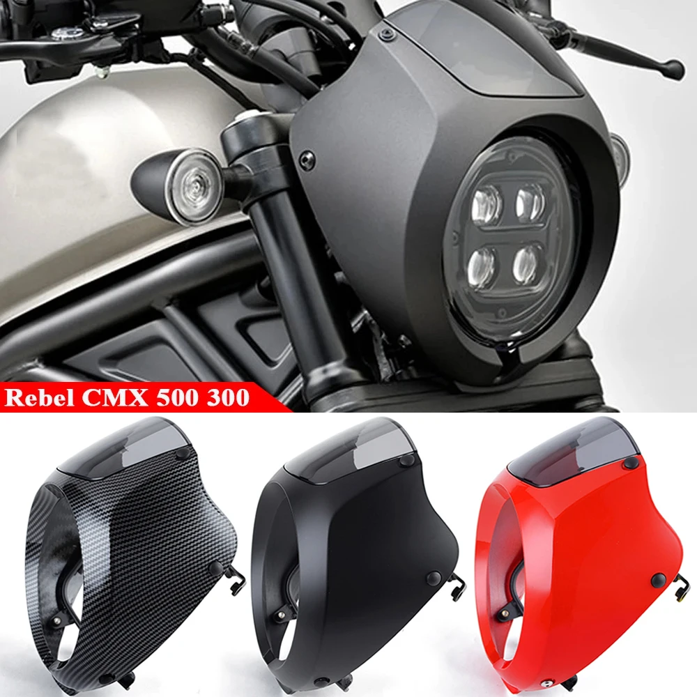 

CMX300 CMX500 Motorcycle Headlight Cowl For Honda Rebel CMX 300 500 2020-2023 Windshield Headlamp Fairing Mask Cover Guard