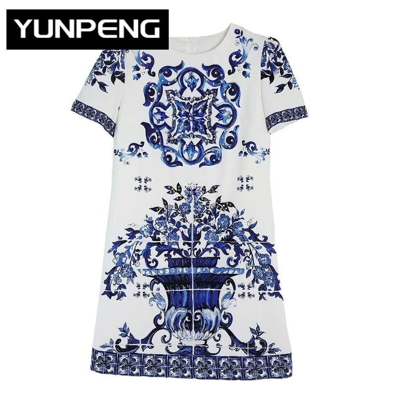 Fashion Designer Summer Mini Dress Women Short sleeve Blue and White Porcelain Printed Loose Short Dresses For Women 2023 Luxury
Fashion Designer Summer Mini Dress Women Short sleeve Blue and White Porcelain Printed Loose Short Dresses For Women 2023 Luxury