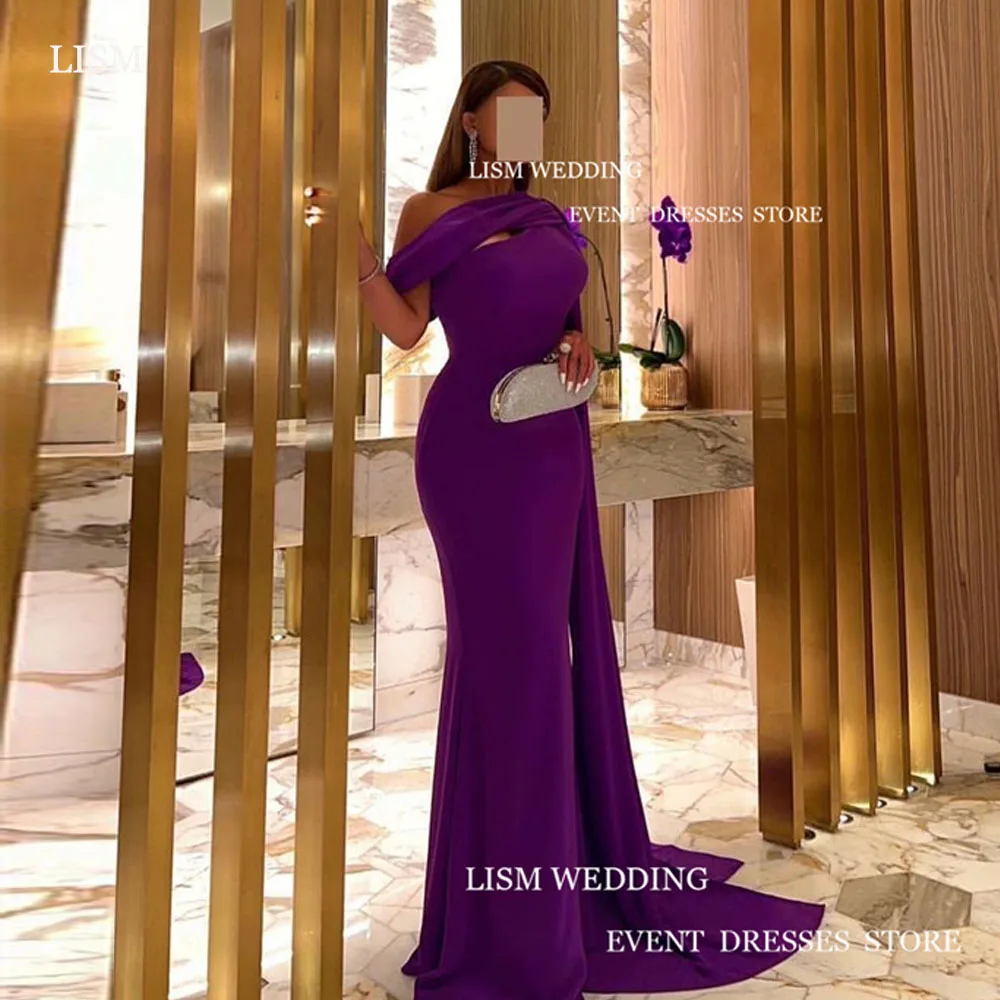 LISM Simple Purple Evening Dresses Saudi Arabic Women One Shoulder High Side Split Mermaid Backless Formal Prom Gowns With Shawl
LISM Simple Purple Evening Dresses Saudi Arabic Women One Shoulder High Side Split Mermaid Backless Formal Prom Gowns With Shawl