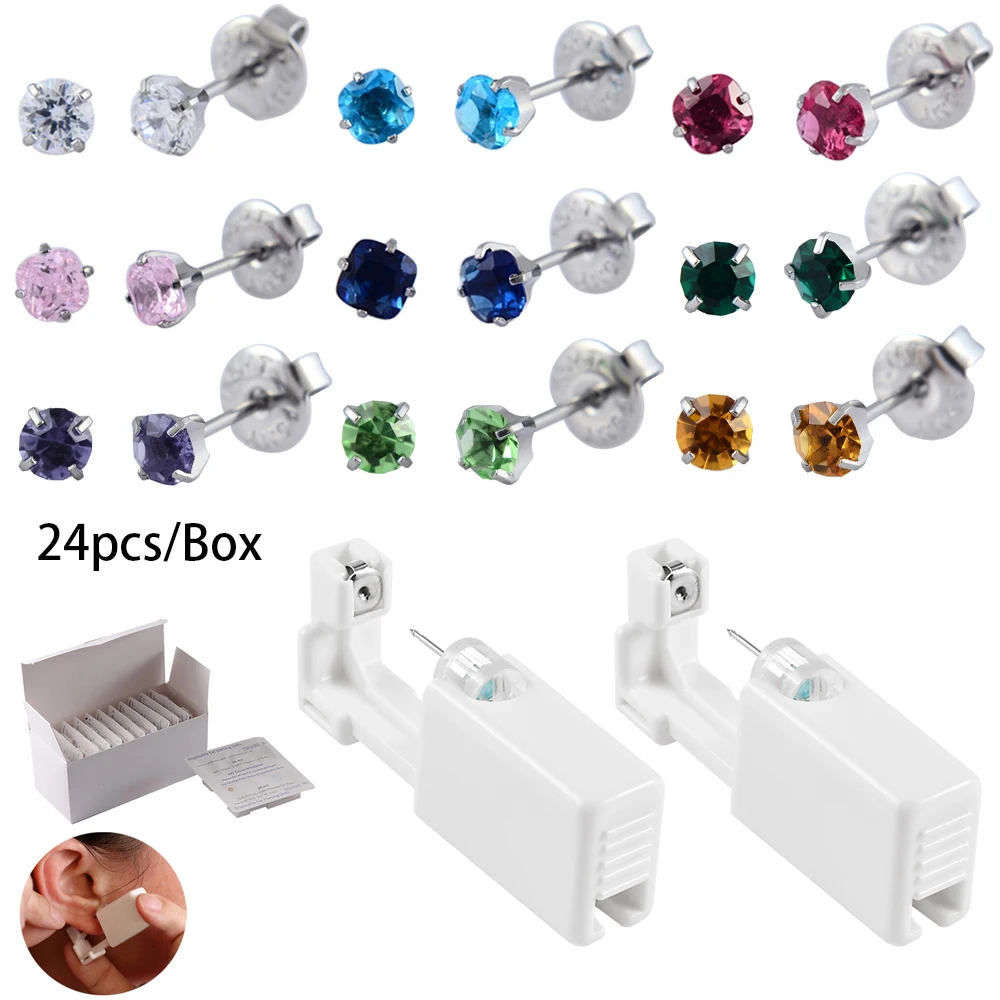 24pcs/Pack Ear Cartilage Tragus Helix Piercing Gun Tool Kit Stud Piercer Tool Machine Kit Disposable Sterile Ear Piercing Unit
24pcs/Pack Ear Cartilage Tragus Helix Piercing Gun Tool Kit Stud Piercer Tool Machine Kit Disposable Sterile Ear Piercing Unit