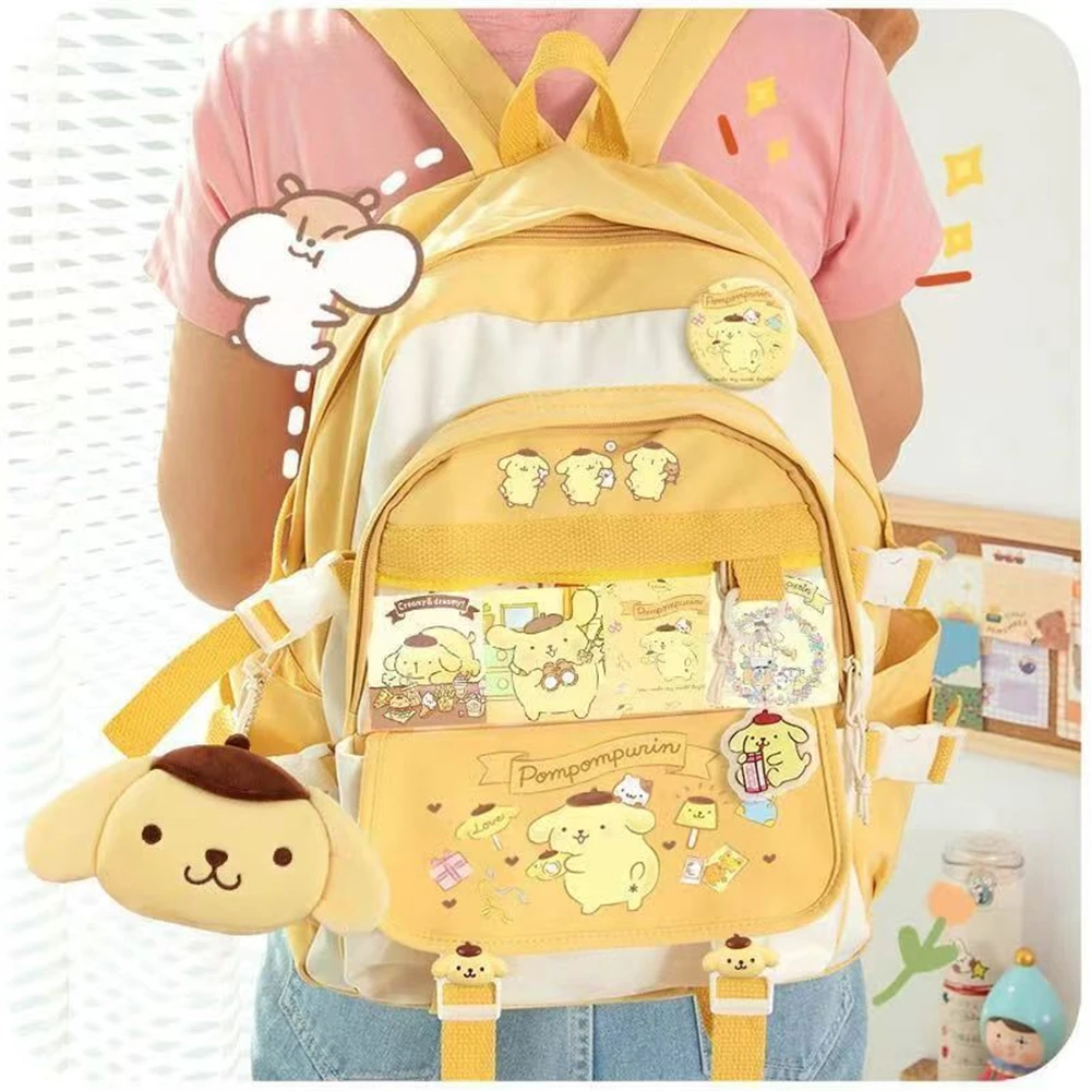 

Sanrio My Melody Kuromi Cinnamoroll Purin Dog Anime Backpack Pupils Junior High School Student Girl High Capacity Jk School Bag