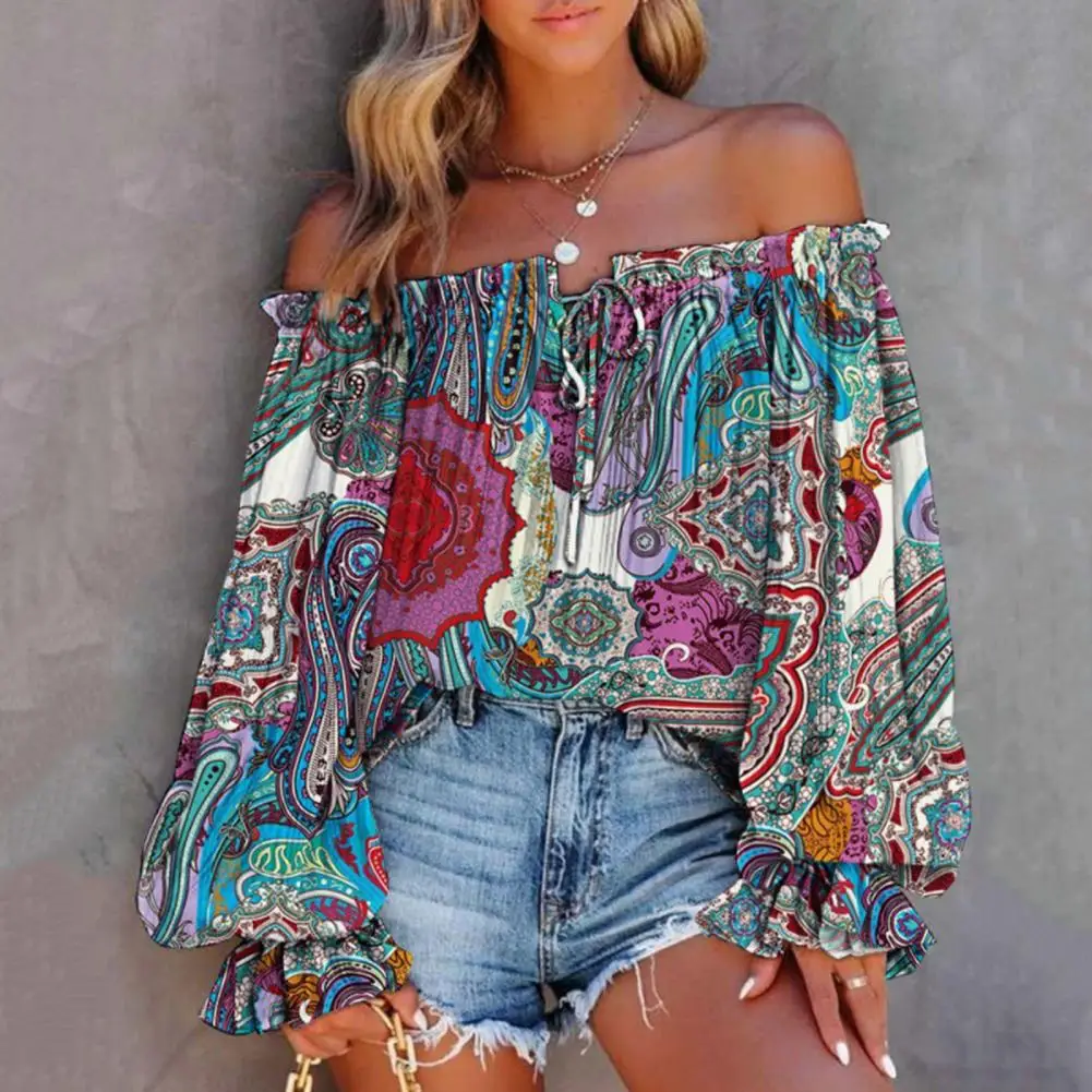 Backless Lady Shirt Colorful Print Off Shoulder Blouse Soft Breathable Stylish Women's Top for Prom Vacation More Women
Backless Lady Shirt Colorful Print Off Shoulder Blouse Soft Breathable Stylish Women's Top for Prom Vacation More Women