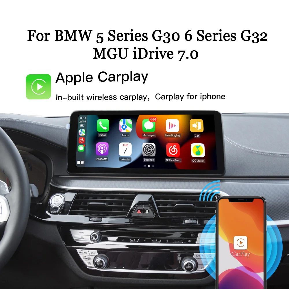 

Hualingan 128G CarPlay AI box for BMW G30 G32 with latest iDrive 7.0 upgrade Apple CarPlay Android Auto Navigation adapter