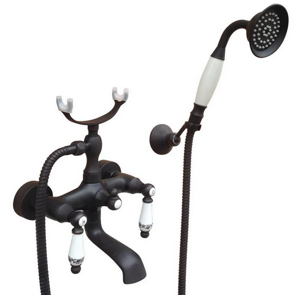 Black Oil Rubbed Bronze Dual Ceramic Handles Bath Tub Mixer Tap with Handheld Shower Wall Mounted Bathroom Faucet ttf603
Black Oil Rubbed Bronze Dual Ceramic Handles Bath Tub Mixer Tap with Handheld Shower Wall Mounted Bathroom Faucet ttf603