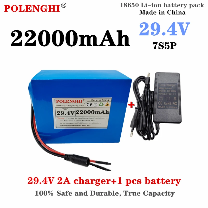 POLENGHI 100% true capacity 24V 22Ah 7S5P 29.4V 22000mAh wheelchair electric bicycle lithium-ion battery pack with BMS+charger
POLENGHI 100% true capacity 24V 22Ah 7S5P 29.4V 22000mAh wheelchair electric bicycle lithium-ion battery pack with BMS+charger