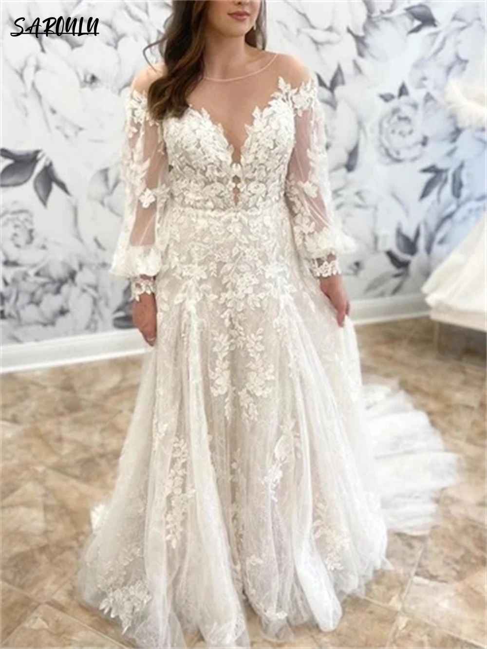 Romantic Lace Appliques Wedding Dress Round Neck Long Sleeve Lantern A-line Bride Dresses Bridal Wedding Gown 2023 Custom Made
Romantic Lace Appliques Wedding Dress Round Neck Long Sleeve Lantern A-line Bride Dresses Bridal Wedding Gown 2023 Custom Made