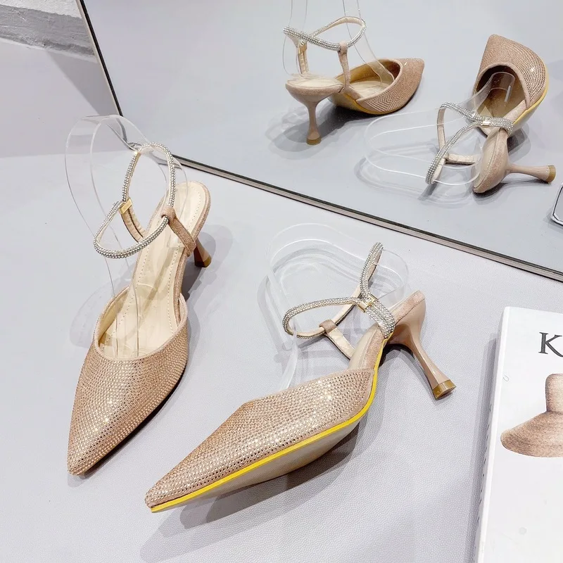 New Summer Women's High-heeled Shoes Fashion Baotou One-word Belt Back Empty High-heeled Shoes Stiletto Women's Sandals 
New Summer Women's High-heeled Shoes Fashion Baotou One-word Belt Back Empty High-heeled Shoes Stiletto Women's Sandals