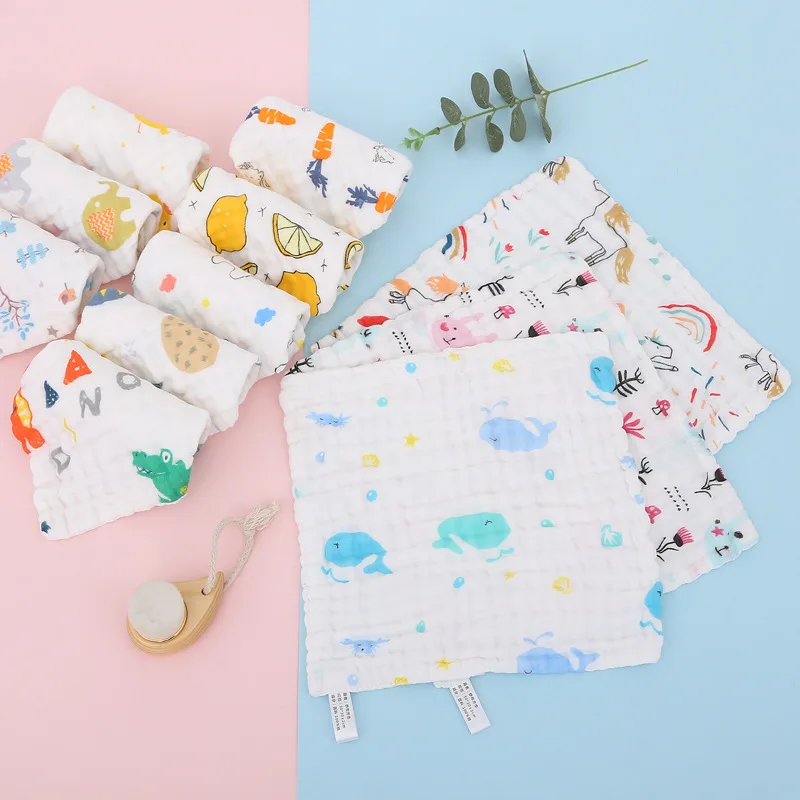 

New Baby Burp Cloth High Density Cotton Bibs Cartoon Print Saliva Towel Baby Boys Girls Feeding Apron Cotton Infant Bandana Bibs