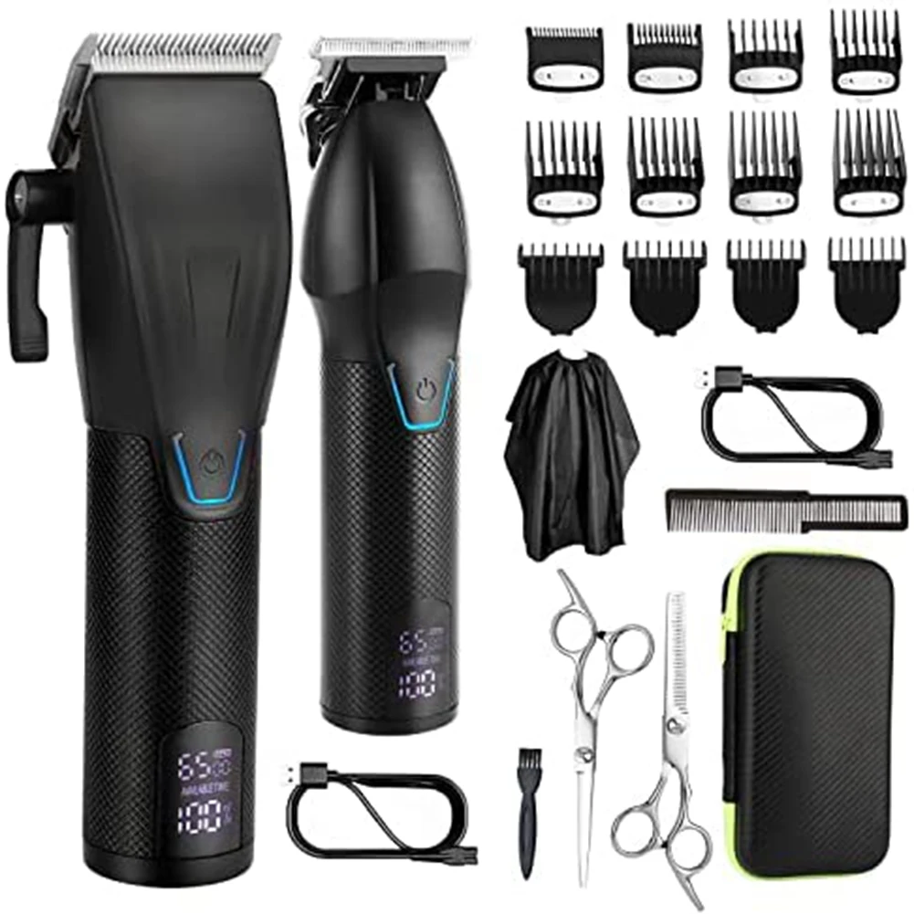 

Hair Clippers for Men,Professional Hair Cutting Kit,Cordless Barber Clipper and T-Blade Beard Trimmer Set