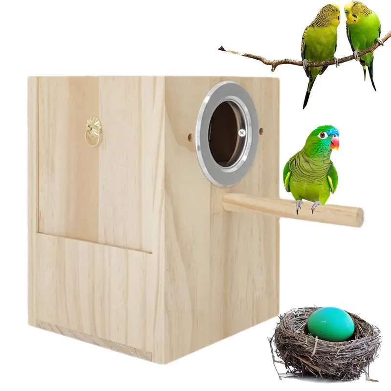 

Wood Bird House Nest Birds Breeding Box Bird Parrot Breeding Decorative Cages Pet Accessories Home Balcony Decoration Mating Box