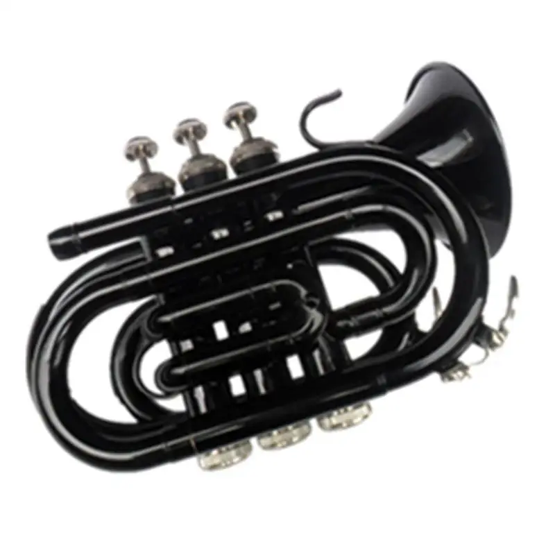 1Pc Western Flat B Key Wind Brass Musical Instrument Children Black Pocket Trumpet Adult Stage Performance Professionals Trumpet 
1Pc Western Flat B Key Wind Brass Musical Instrument Children Black Pocket Trumpet Adult Stage Performance Professionals Trumpet