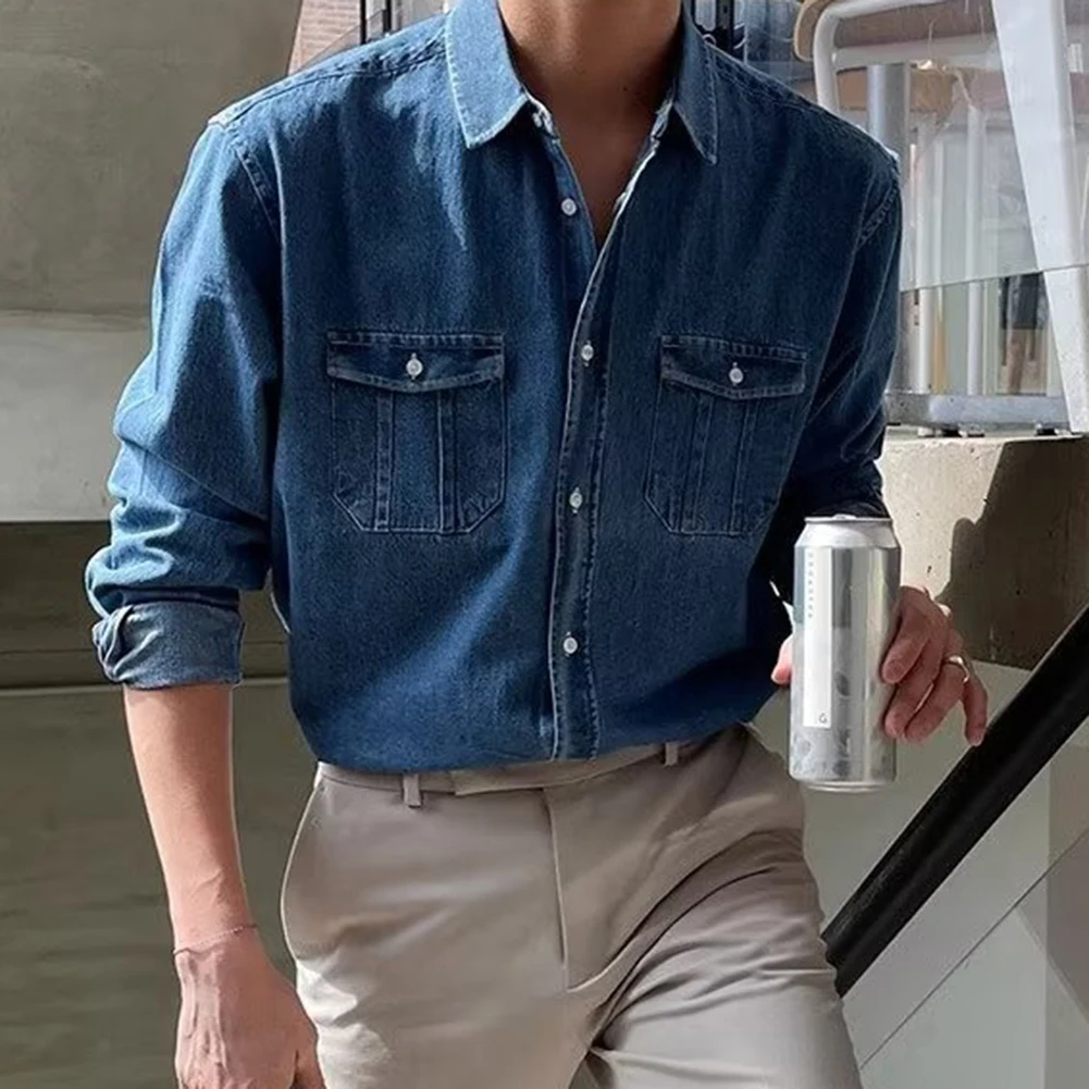 Style All-match Shirt Shirt Brand New Tops Button Pockets Fashion Jeans Korean Lapel Long Sleeve Loose Fashion
Style All-match Shirt Shirt Brand New Tops Button Pockets Fashion Jeans Korean Lapel Long Sleeve Loose Fashion