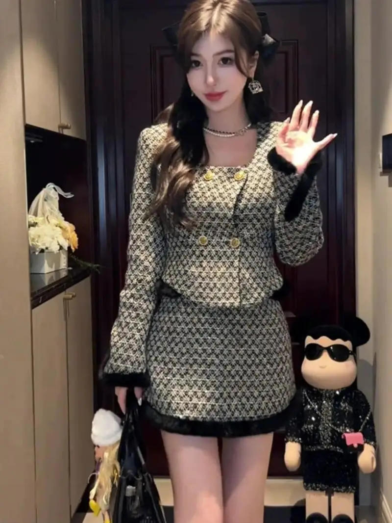 Temperament Socialite Women's Suit Jacket Skirt Set Autumn and Winter Slimming Short Suit Top A-line Skirt Fashion Two-piece Set
Temperament Socialite Women's Suit Jacket Skirt Set Autumn and Winter Slimming Short Suit Top A-line Skirt Fashion Two-piece Set