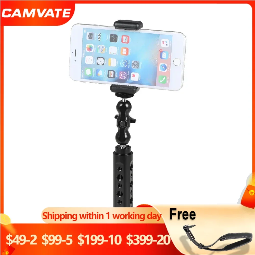 CAMVATE Aluminum Cheese Handle Grip With Adjustable Cell phone Clip & 1/4"-20 Ball Head Holder Mount For Photography Video
CAMVATE Aluminum Cheese Handle Grip With Adjustable Cell phone Clip & 1/4"-20 Ball Head Holder Mount For Photography Video