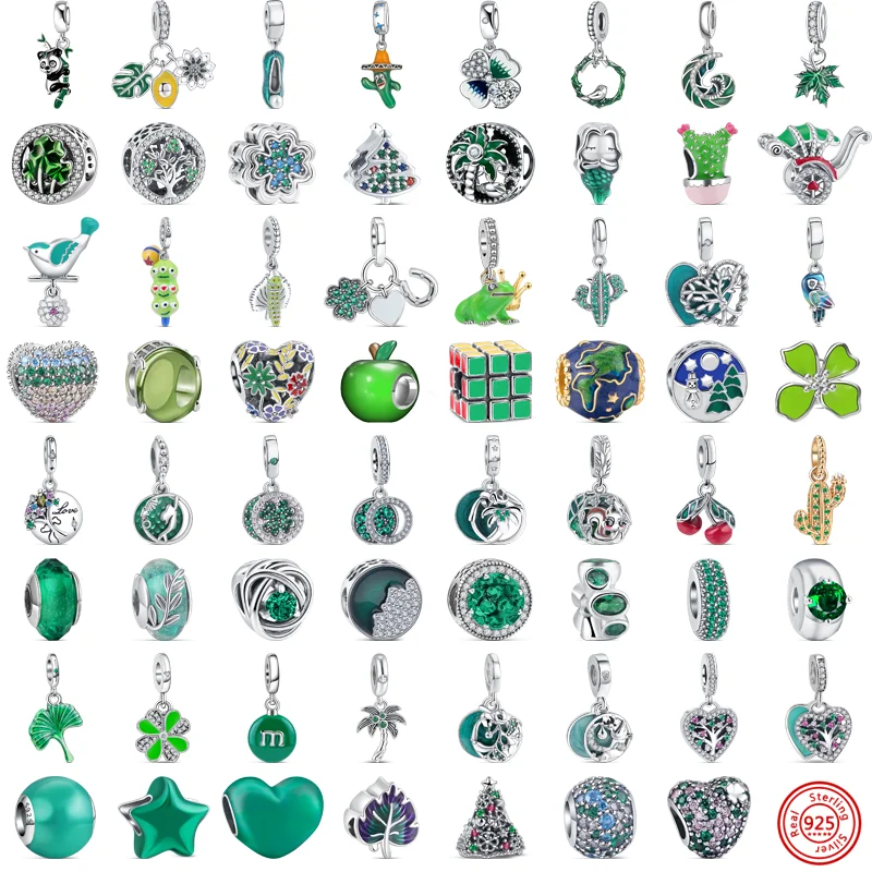 925 Silver Bead Green Series Zircon Four Leaf Clover Ginkgo Cactus Tree Apple Dangle Charm Fit Original Pandora 925 Bracelet DIY
925 Silver Bead Green Series Zircon Four Leaf Clover Ginkgo Cactus Tree Apple Dangle Charm Fit Original Pandora 925 Bracelet DIY