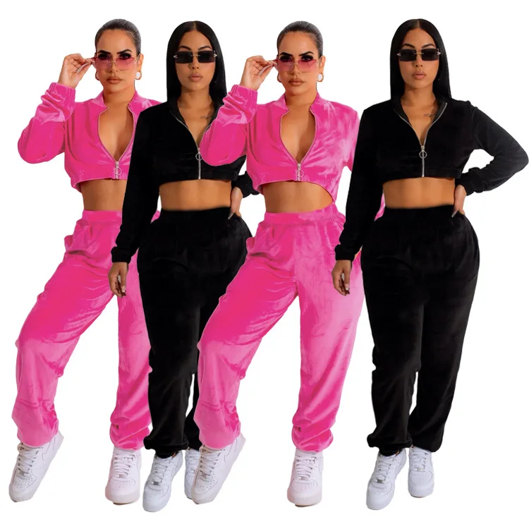 Suit 2 Piece Set Autumn Ladies Women Set Velvet Two Piece Set Crop Top Zipper V Neck Full Sleeve Jacket Long Pants Sets
Suit 2 Piece Set Autumn Ladies Women Set Velvet Two Piece Set Crop Top Zipper V Neck Full Sleeve Jacket Long Pants Sets
