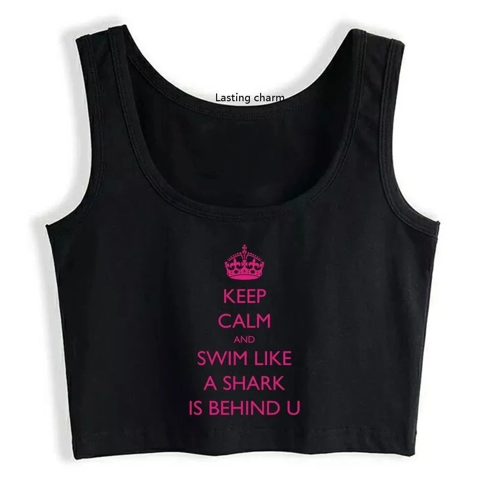 Crop Top Female Keep Calm And Swim When A Shark Is Behind You Funny Cotton Tops
Crop Top Female Keep Calm And Swim When A Shark Is Behind You Funny Cotton Tops