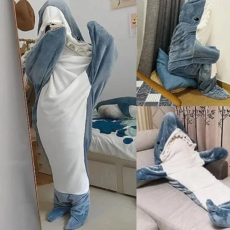 

Cartoon Blanket Children Adult Shark Sleeping Bag Pajamas Fabric Mermaid Shawl Blanket Office Nap Karakal Soft Cozy High Quality