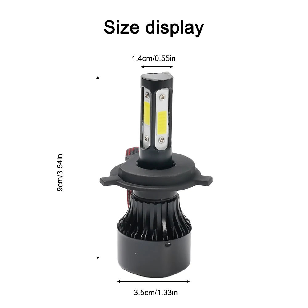 High/Low Beam Headlights IP68 LED Spotlight Waterproof 2500W 375000LM 4-Sides 6500K 9003 Bulbs HB2 Replacement
High/Low Beam Headlights IP68 LED Spotlight Waterproof 2500W 375000LM 4-Sides 6500K 9003 Bulbs HB2 Replacement