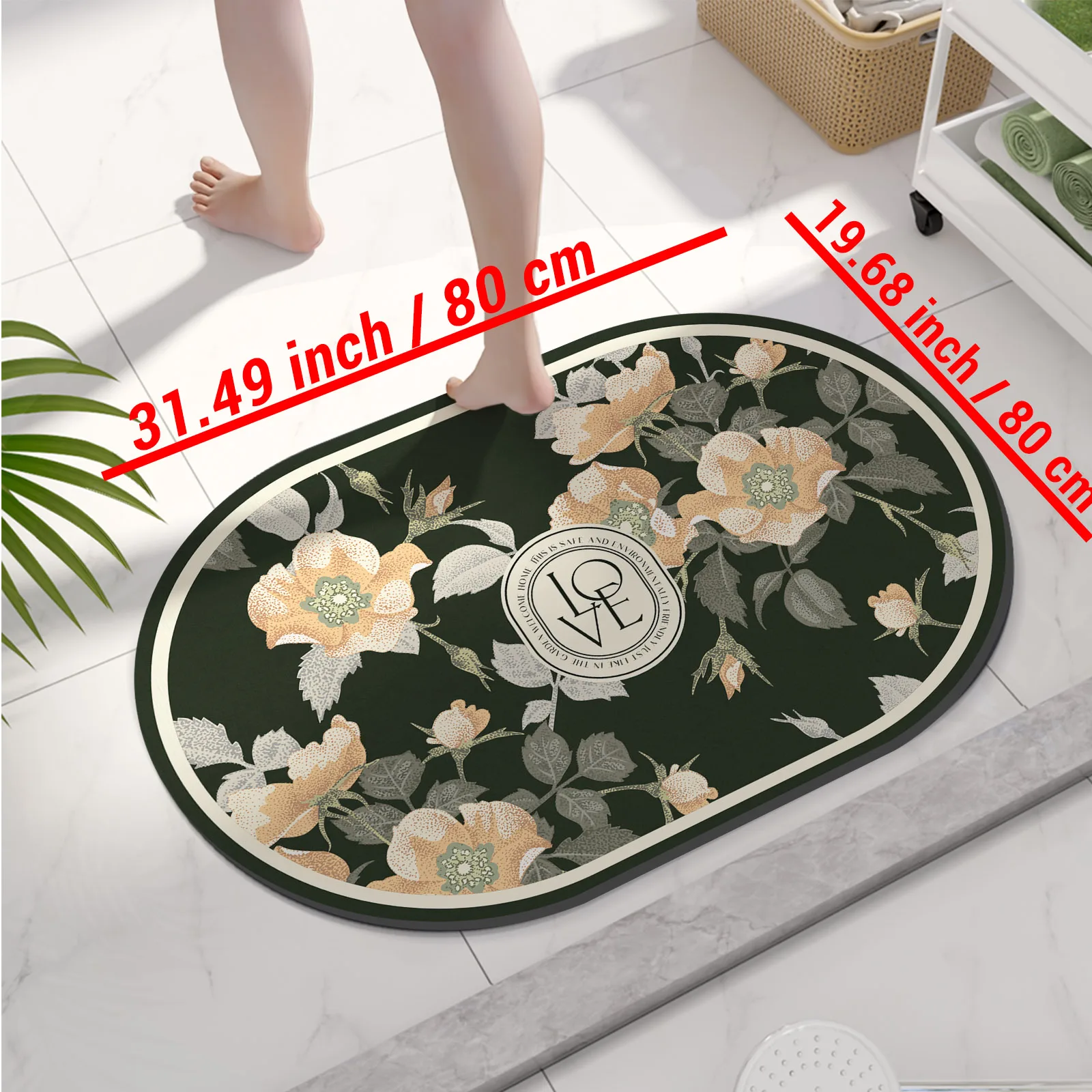 Diatomite Floral Bath Mat Bathroom Absorbent Foot Mats Quick Dry Toilet Rug Shower Carpet For Living Room Doormat Washable Diatomite Floral Bath Mat Bathroom Absorbent Foot Mats Quick Dry Toilet Rug Shower Carpet For Living Room Doormat Washable
