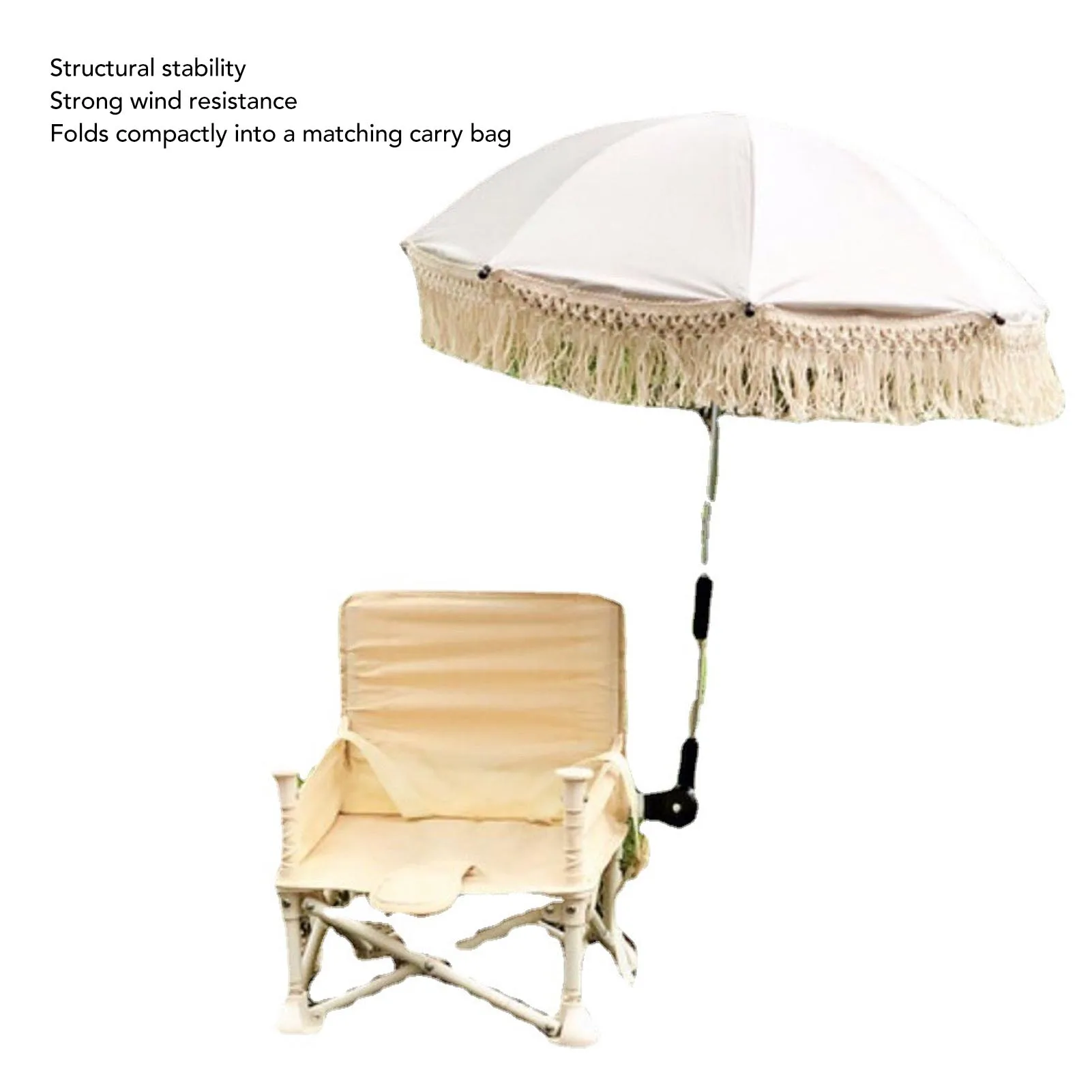 Beige Baby Beach Parasol - Tassel Fringe UV Protection Umbrella 6 Sf476ad004ea641d1ae6e905bc22d455eP