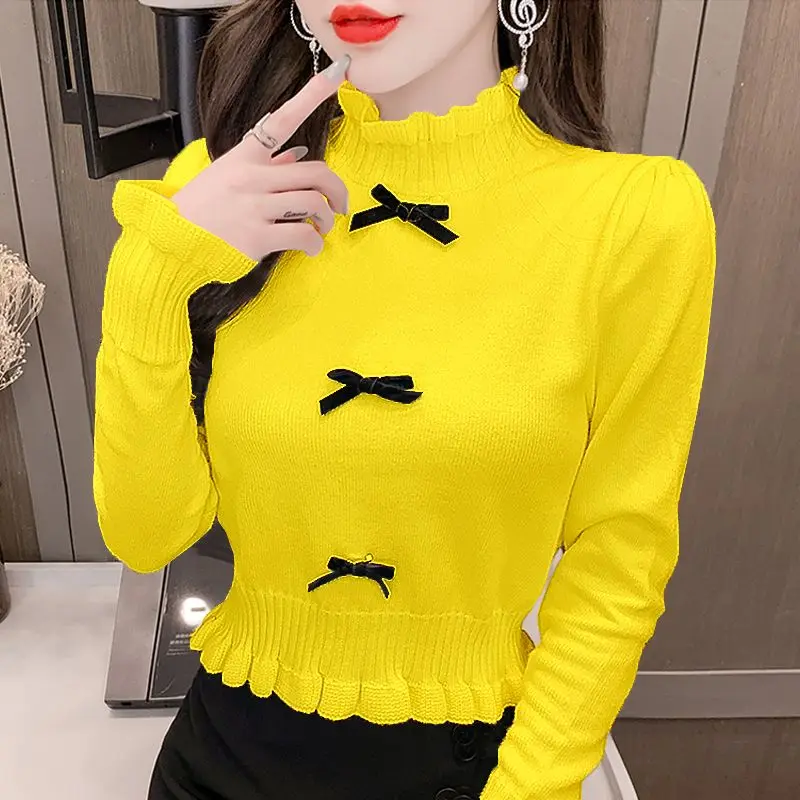 Winter Half High Collar Bow Lace Up Loose Casual Sweater Ladies Solid Color All-match Knitting Jumper Top Women Pullover D50
Winter Half High Collar Bow Lace Up Loose Casual Sweater Ladies Solid Color All-match Knitting Jumper Top Women Pullover D50