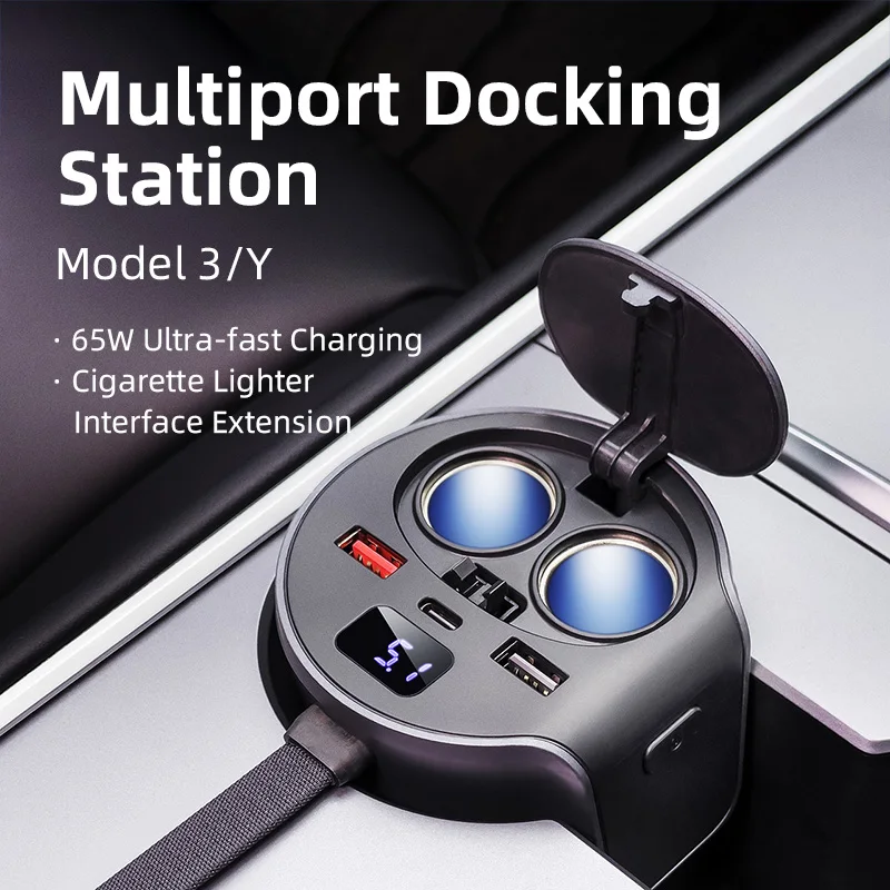65W Quick Charger USB Shunt Hub For Tesla Model 3 Model Y Car Charger Adapter Cigarette Splitter Phone Chargers w/VoltageDisplay
65W Quick Charger USB Shunt Hub For Tesla Model 3 Model Y Car Charger Adapter Cigarette Splitter Phone Chargers w/VoltageDisplay