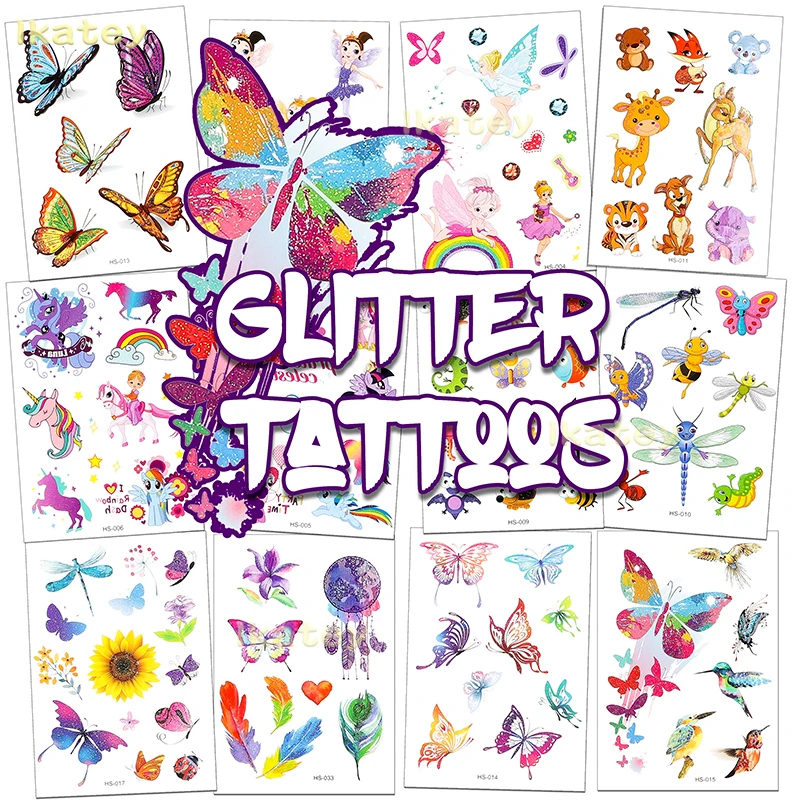 16 Sheets Glitter Tattoos for Kids Assorted Temporary Tattoos Butterfly Unicorn Waterproof Arm Hands Children's Tattoo Stickers
16 Sheets Glitter Tattoos for Kids Assorted Temporary Tattoos Butterfly Unicorn Waterproof Arm Hands Children's Tattoo Stickers