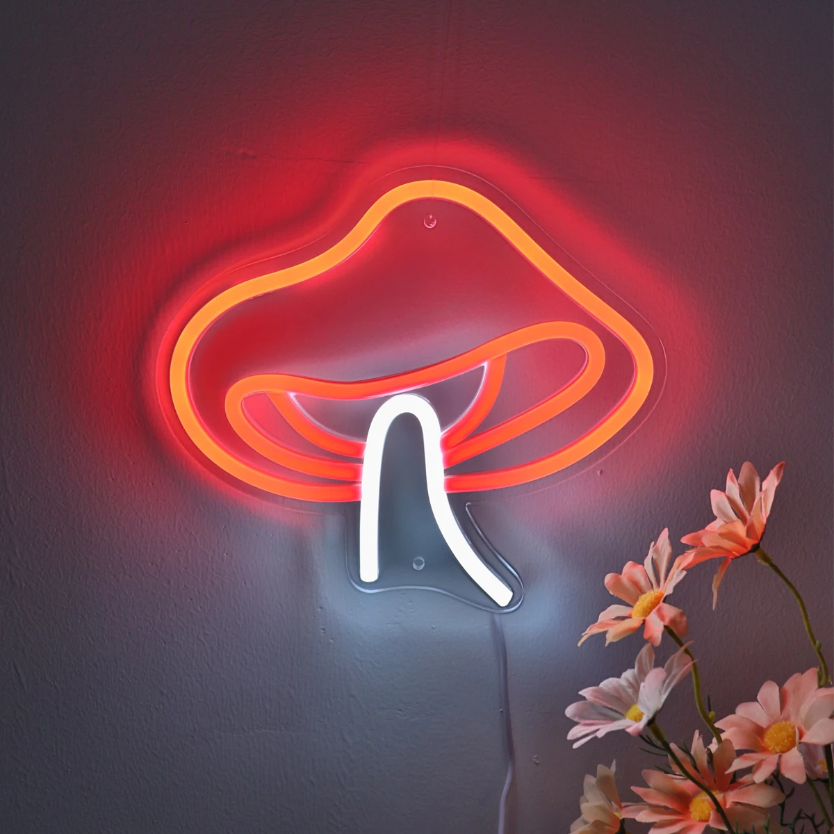 

1pc Red Mushroom LED Wall Neon Sign Night Light Mood Lamp 5V USB Powered For Room Shop Party Decoration Gifts 8.62''*7.8''