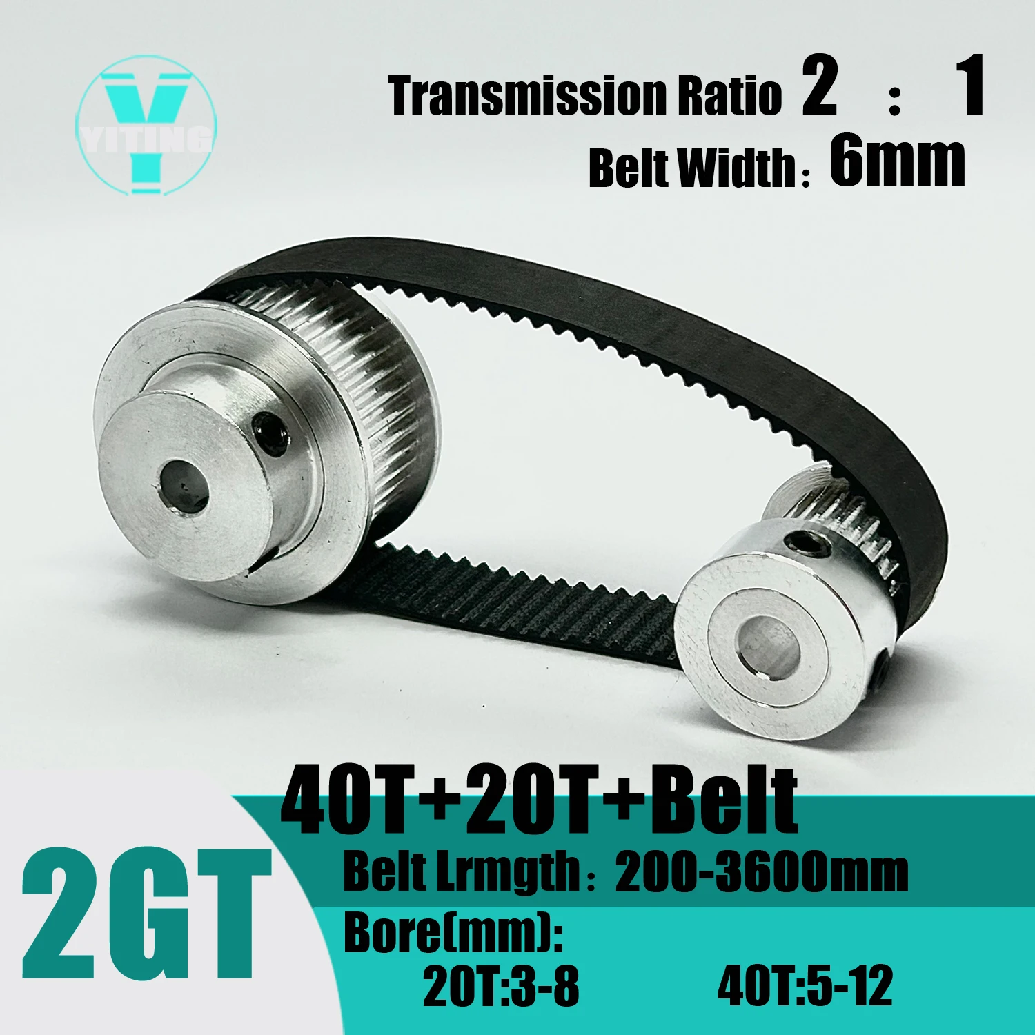2GT 2M 40Teeth 20T GT2 20Teeth 40T Timing Belt Pulley Set Belt Width 6mm Bore 3~12mm 2:1 Wheel Synchronous Pulley Belt Kit
2GT 2M 40Teeth 20T GT2 20Teeth 40T Timing Belt Pulley Set Belt Width 6mm Bore 3~12mm 2:1 Wheel Synchronous Pulley Belt Kit