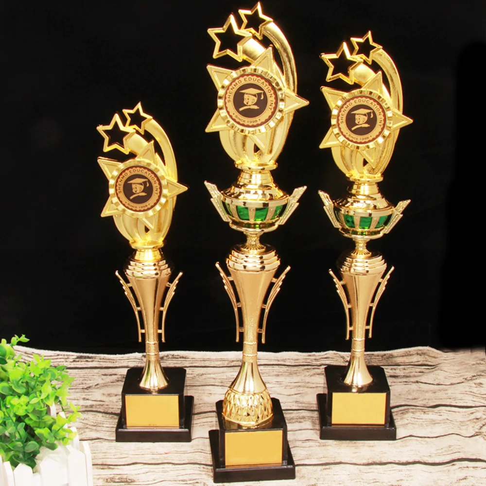 

Plastic Medal Award Trophy Stars Golden Plating Reward Prize Cup School Rewarding Supply Souvenir Winner Award Trophy Toy