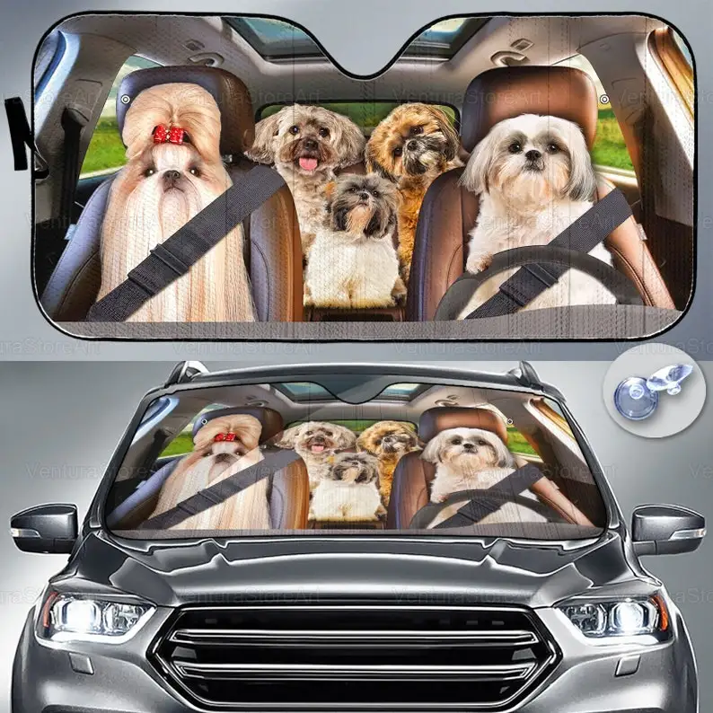 

Shih Tzu Car Sunshade, Dog Car Decoration, Shih Tzu Lover, Auto Sun Shade, Gift For Dad, Shih Tzu Car Windshield PHT032206X08