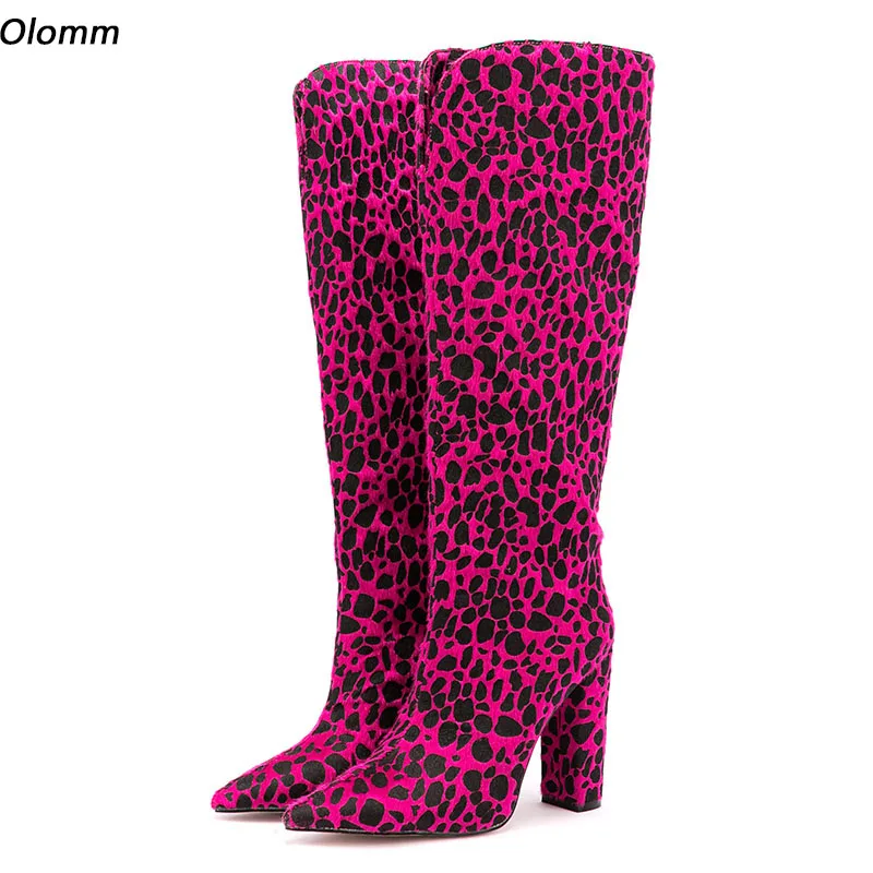 Olomm Handmade Women Knee High Boots Leopard Style Chunky Heels Pointed Toe Purple Fuchsia Party Shoes Women Plus US Size 5-15
Olomm Handmade Women Knee High Boots Leopard Style Chunky Heels Pointed Toe Purple Fuchsia Party Shoes Women Plus US Size 5-15