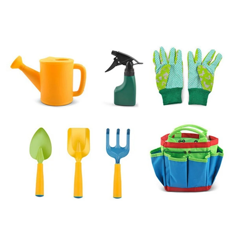 

Садовые инструменты для дошкольного сада, Детский Набор для игры с поливом, садовые перчатки, лопатка, грабли, мастерок, игрушечное оборудование