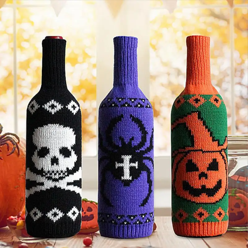 Halloween Wine Bottle Cover Knitted Skeleton Pumpkin Knitted Pattern Champagne Wine Bottle Decoration Bag Ornament
Halloween Wine Bottle Cover Knitted Skeleton Pumpkin Knitted Pattern Champagne Wine Bottle Decoration Bag Ornament