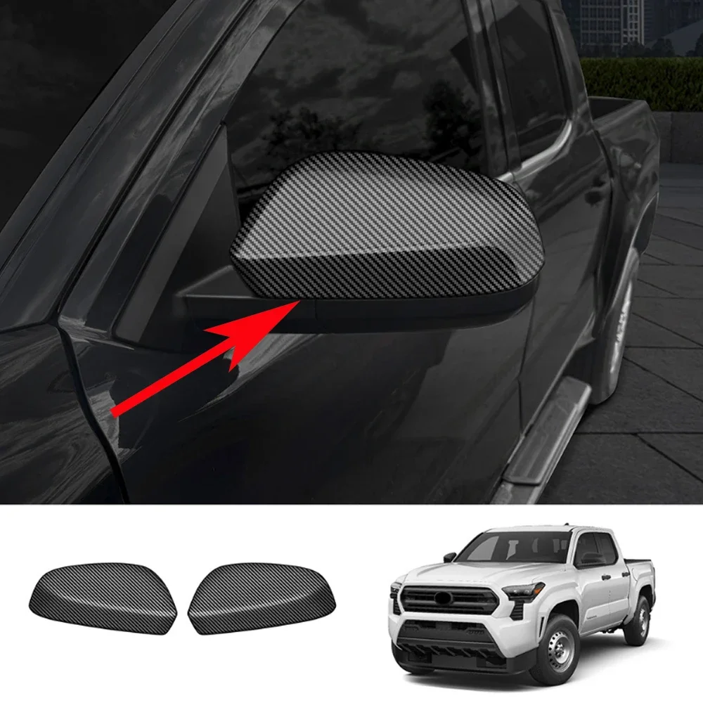 

Carbon Fiber For Toyota TACOMA Car ABS 2PCS Side Door Mirror Look Rear View Rearview Caps Trim 2024 Covers Accessories