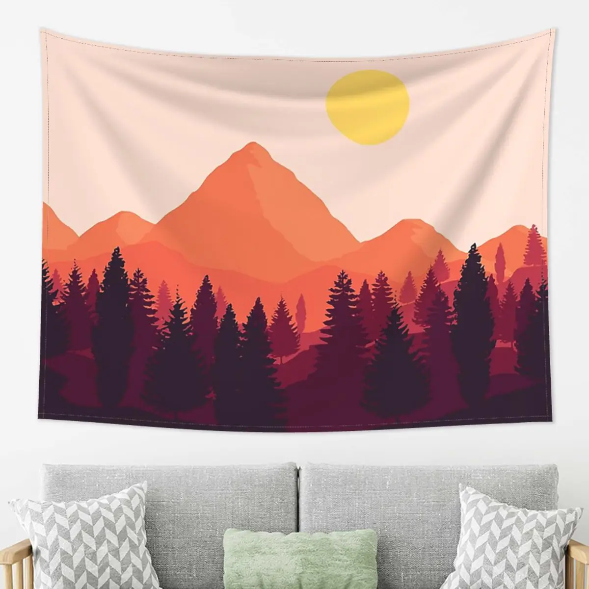 

Forest Mountain Horizon Tapestry Decoration Art Aesthetic Tapestries for Living Room Bedroom Home Hippie Wall Cloth Wall Hanging