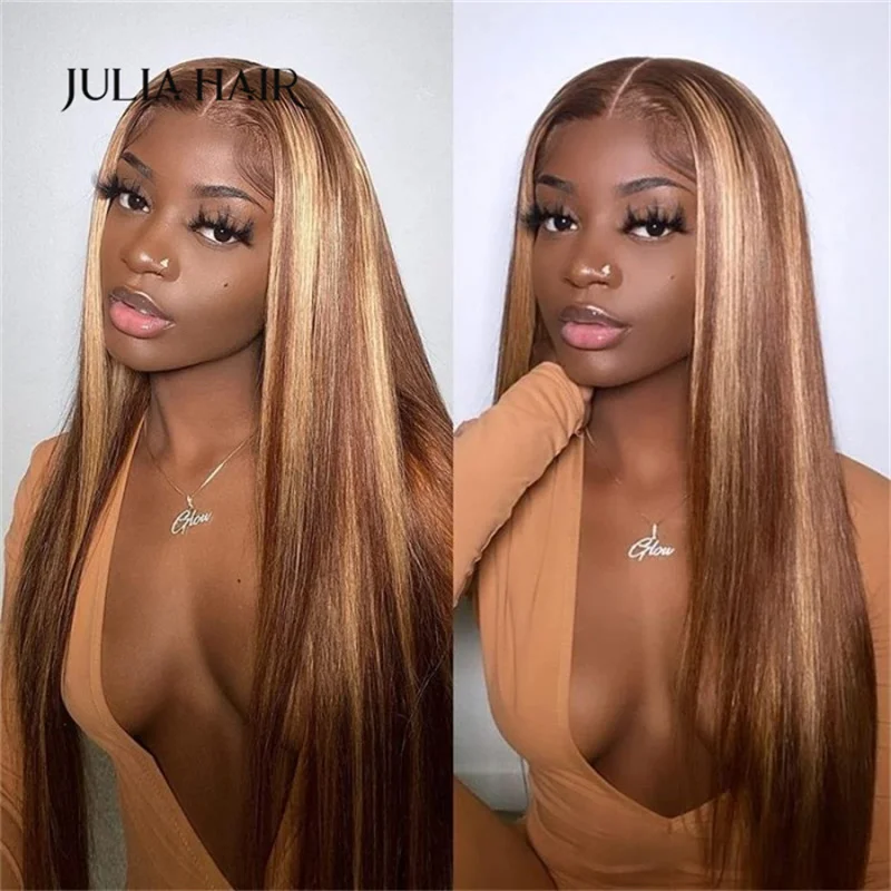 

Julia Hair Wear Go Pre Cut 6x4.5 Lace Closure Blond Highlight Straight Quick & Easy Glueless With Breathable Cap Air Wig