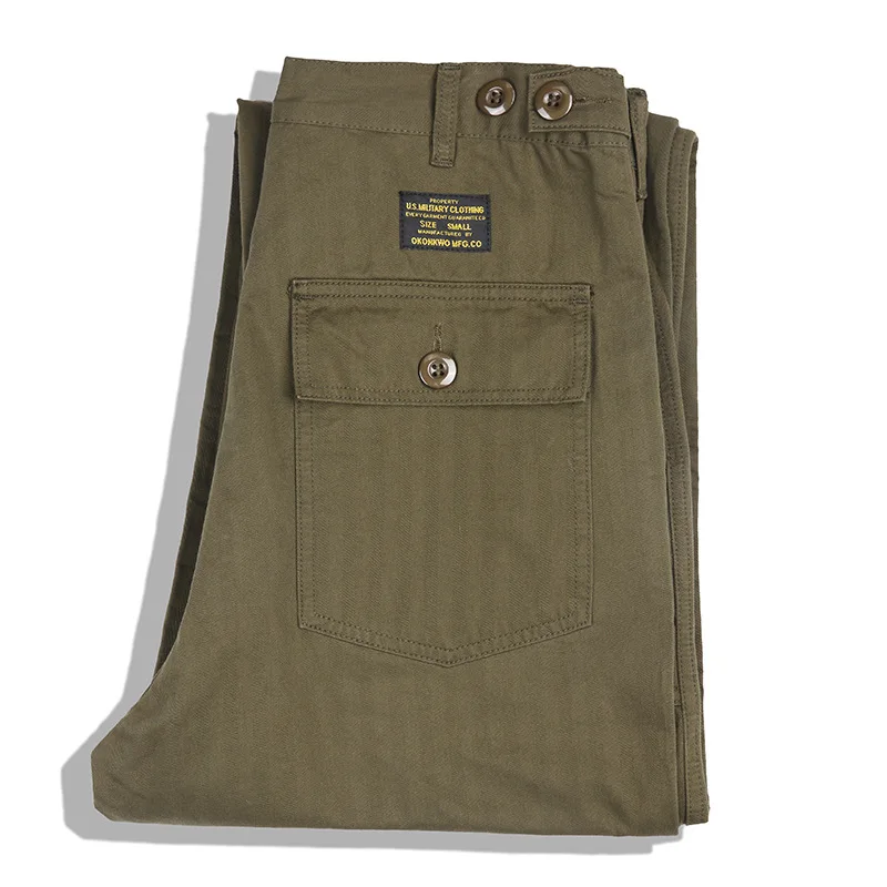 

Casual Vintage Cargo Pants Fashion Urban Herringbone High Quality Khaki Daily Outdoor Hiking Sport Straight Trousers