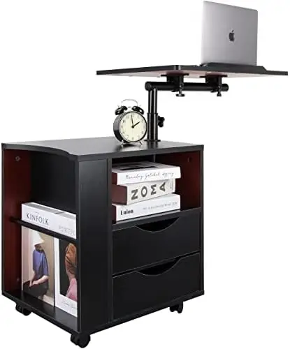 Table Workstation, Adjustable Swivel Tilt Wooden Nightstand Laptop Desk with Drawers and Magazine Holder, Laptop Cart with Wheel
Table Workstation, Adjustable Swivel Tilt Wooden Nightstand Laptop Desk with Drawers and Magazine Holder, Laptop Cart with Wheel