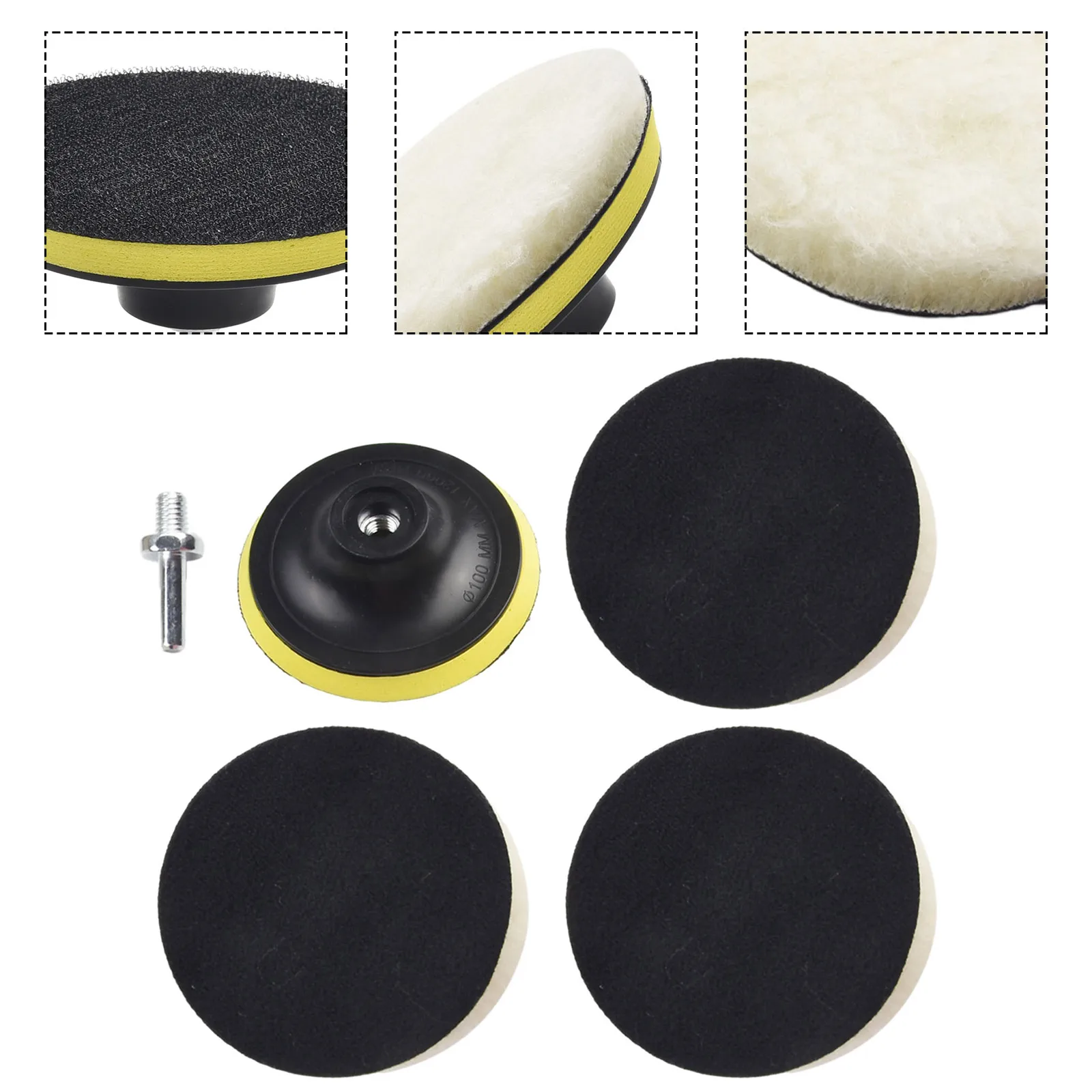 5Pcs 4Inch Buffing Polishing Pads Wool Wheel Mop Kit For Car Polisher Drill Automotive Tools Supplies For Polishing Cars Glass
5Pcs 4Inch Buffing Polishing Pads Wool Wheel Mop Kit For Car Polisher Drill Automotive Tools Supplies For Polishing Cars Glass