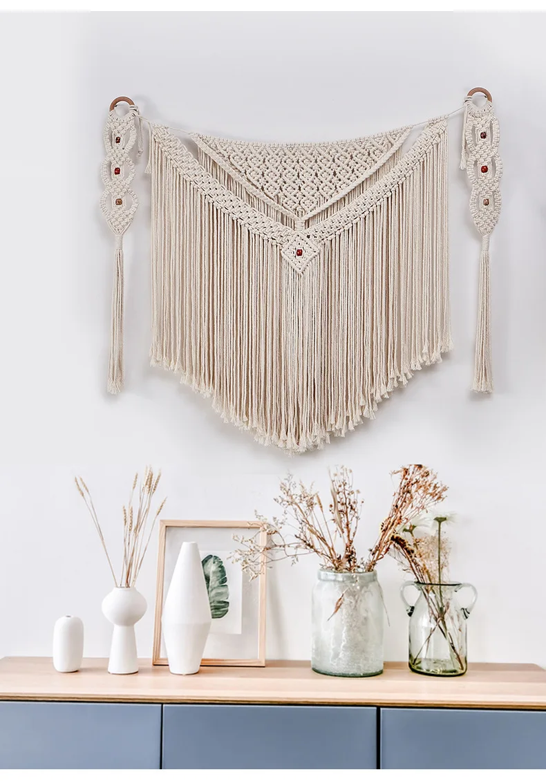 Nordic Woven Wall Tapestry - Handmade Cotton Tassel Decor 3 Sf490f6813e894f4b82ec3166efc74886d